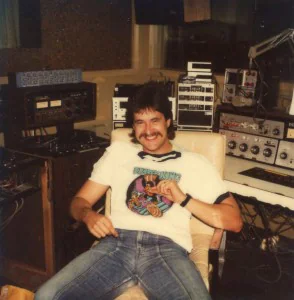 Airlift Mike (Ziants) aka John Saint John in the WIFI Production Studios 1982 (thanks to brother Andre Gardner for the pic)