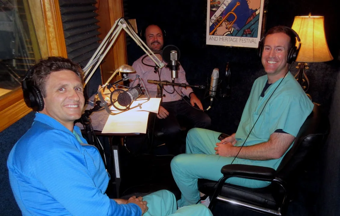 Ochsner cancer specialists recording a podcast at Airlift Productions.